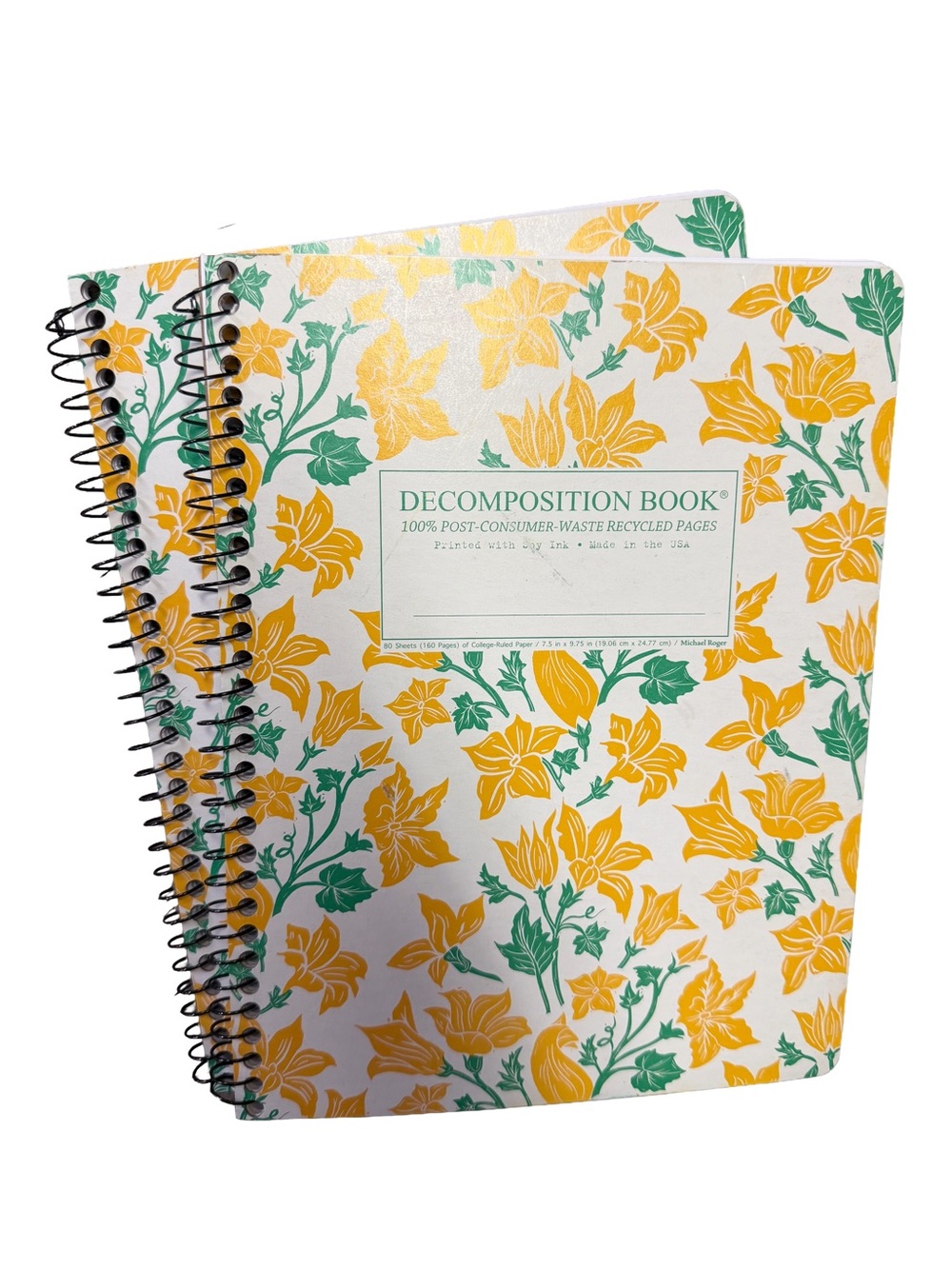 Decomposition Book Spiral Notebook - Yellow & Green Floral